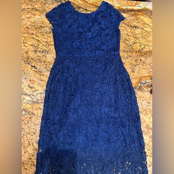 ⭐️NWOT⭐️ Lulus Right Sheer, Right Now Navy Blue Lace Bodycon Dress - Picture 3 of 8